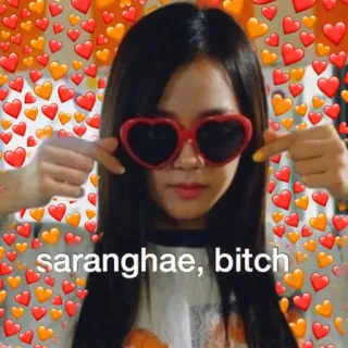 ❤️ saranghae, bitch hearts, love, saranghae, insult telegram sticker