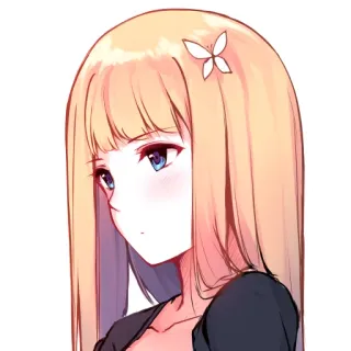 😐 garota anime, ilustração, desenho animado, cabelo loiro, fofa, feminino telegram sticker