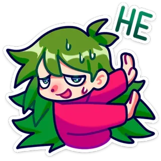 🙅‍♂ HE Аниме, Мультфильм, Персонаж, Жест, Смешной, Зеленые волосы telegram sticker