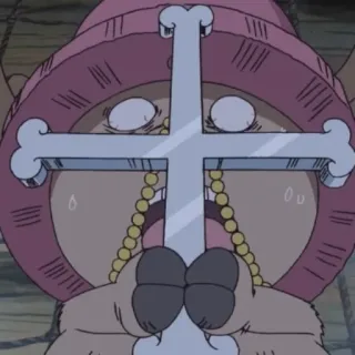 ✝️ Tony Tony Chopper One Piece Аниме, Ван Пис, Тони Тони Чоппер, Персонаж, Крест, Грустный telegram sticker