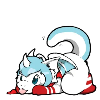😋 naga, kartun, imut, binatang, stiker, ilustrasi telegram sticker