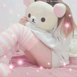 🦵 cute, kawaii, plush, rilakkuma, pink telegram sticker