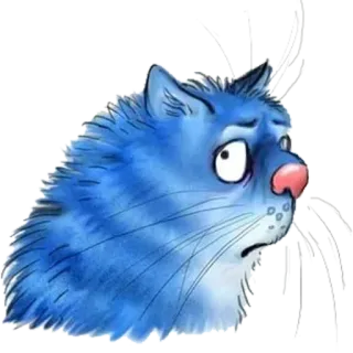 😔 cat, blue cat, sad cat, animal, sticker, cartoon cat telegram sticker