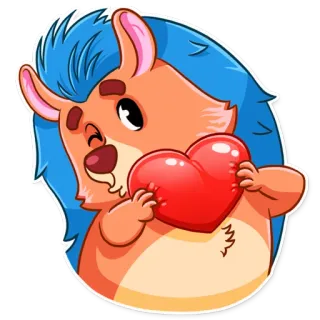 😘 Riccio, Cuore, Carino, Cartone animato, Animale, Amore, Adesivo telegram sticker