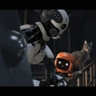 🤨 Love, Death & Robots robot, gato, ciencia ficción, animación, Netflix whatsapp sticker