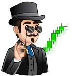 🟢 monocle, cartoon, green graph, business, finance, rich whatsapp sticker