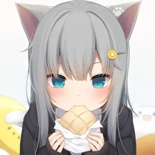 🤔 อนิเมะ, สาวแมว, เนโกะ, น่ารัก, คาวาอิ, อาหาร, เมล่อนปัง telegram sticker