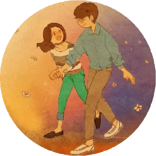 🤑 amour, couple, relation, dessin animé, art, joyeux whatsapp sticker