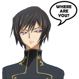 😑 Lelouch Lamperouge Code Geass WHERE ARE YOU? anime, character, lelouch, where are you, code geass telegram sticker