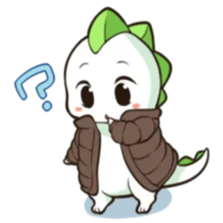 ❓ dinossauro, fofo, pergunta, desenho animado, kawaii, animal whatsapp sticker