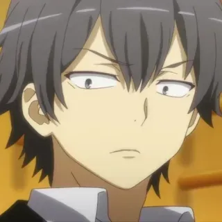 ☕️ Hachiman Hikigaya My Teen Romantic Comedy SNAFU Anime, Charakter, Junge, Teenager, ernst, graue Haare whatsapp sticker