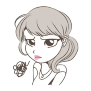 😞 gadis, kartun, wanita, emosi, acuh, cemberut telegram sticker