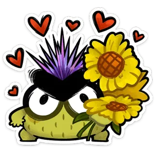 ⭐ nhân vật, quái vật, trái tim, hoa, bó hoa, hoạt hình, nhãn dán telegram sticker
