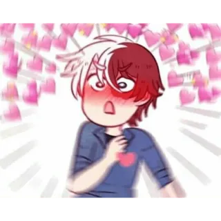 😀 Shoto Todoroki My Hero Academia Anime, Shoto Todoroki, My Hero Academia, Miłość, Serce, Rumieniec telegram sticker