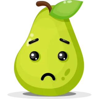 ☹️ 梨, 水果, 悲伤, 表情符号, 贴纸, 卡通 telegram sticker