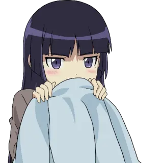 😕 аниме, застенчивая, милая, девушка, прячется telegram sticker