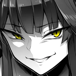😁 Anime, Manga, Chica, Malvado/a, Sonrisa burlona telegram sticker