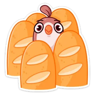 🍞 bird, bread, cartoon, cute, food, animal telegram sticker