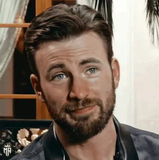 🇺🇸 Chris Evans 배우, 유명인, 초상화, 남자, 미소, 수염 telegram sticker