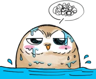 🙄 сова, в замешательстве, в стрессе, мультик, милый, животное, мем telegram sticker
