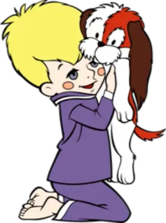 🐩 мальчик, собака, мультфильм, милый, ребенок, питомец telegram sticker