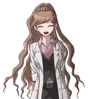 🌟 アニメ, 女性, 白衣, 笑顔, 幸せ whatsapp sticker