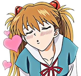 🔷 Asuka Langley Soryu Neon Genesis Evangelion anime, ragazza, cuori, manga, cartoni animati telegram sticker