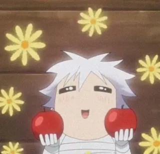 🎴 anime, apples, cute, cartoon, happy, flowers telegram sticker
