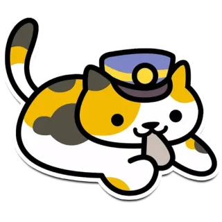 👿 кот, животное, полиция, милый, шляпа, офицер, мультфильм whatsapp sticker