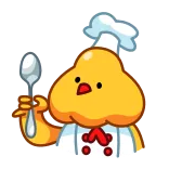 🔮 鸡, 厨师, 烹饪, 卡通, 食物, 鸟 whatsapp sticker