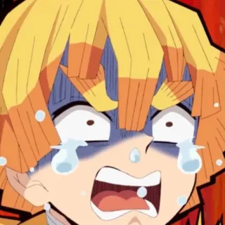 💛 Zenitsu Agatsuma Demon Slayer anime, demon slayer, zenitsu, crying, scared, emotional whatsapp sticker