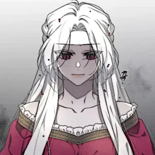 🕊 끙 Аниме, Манга, Женщина, Белые волосы, Фэнтези, Королева telegram sticker