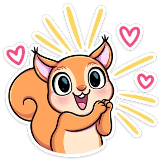 😍 esquilo, animal, fofo, desenho animado, coração, feliz telegram sticker