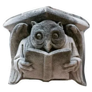 🤓 owl, stone statue, reading, book, education, wise, knowledge telegram sticker