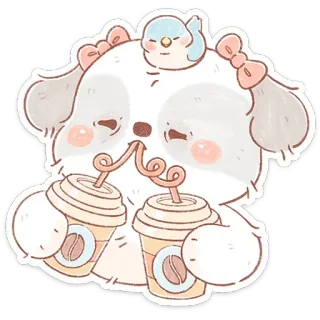 🐶 dog, puppy, coffee, cute, cartoon, drink telegram sticker