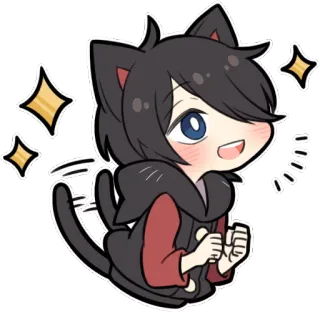 😍 Anime, Gato, Chibi, Kawaii, Brillos, Lindo, Dibujo animado whatsapp sticker