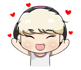 ❤ kreskówka, środkowy palec, obraźliwy gest, serce, ilustracja, postać whatsapp sticker