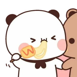 🧸 dessin animé, ours, mignon, kawaii, manger, collation, nourriture whatsapp sticker