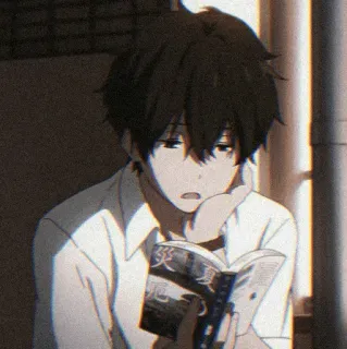 🩸 Anime, Anak laki-laki, Membaca, Buku, Karakter telegram sticker