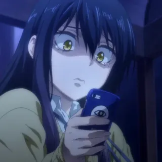 👻 Anime, Ragazza, Telefono, Occhio, Cartone animato, Manga telegram sticker