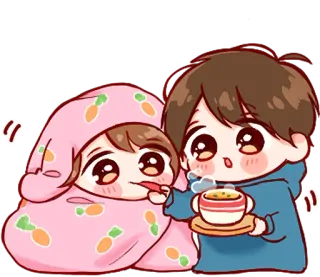 🤧 Cartoni animati, Carino, Coppia, Coperta, Amore, Cura telegram sticker