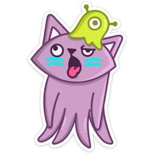 🤪 cat, alien, cartoon, funny, cute, sticker telegram sticker