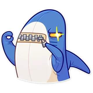🤐 requin, fermeture éclair, mignon, bleu, dessin animé telegram sticker