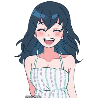 ☺️ @HAWKS Anime, Mädchen, lächelnd, Cartoon whatsapp sticker
