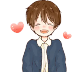 😍 Anime, Miłość, Szczęśliwy, Chłopak, Kawaii telegram sticker