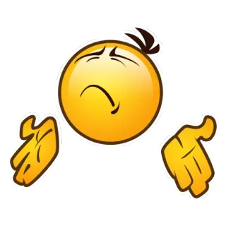 😭 emoji, shrug, indifference, question, yellow, uncertainty telegram sticker