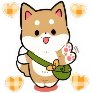🤝 犬, 柴犬, かわいい, 動物, ハート, ステッカー, 漫画 telegram sticker