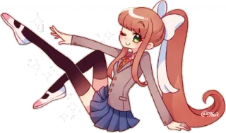 💚 Monika Doki Doki Literature Club! anime, manga, cute, girl, school uniform, Monika, Doki Doki Literature Club! telegram sticker