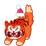 😡 тигр, мультик, животное, милый, злой, рождество, шапка санты telegram sticker