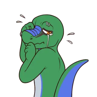 😢 dinosaurus, reptil, menangis, sedih, kartun, binatang, emosi, stiker telegram sticker